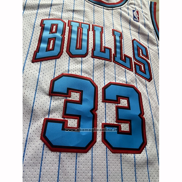 Maglia Chicago Bulls Scottie Pippen No 33 Mitchell & Ness 1997-98 Bianco1